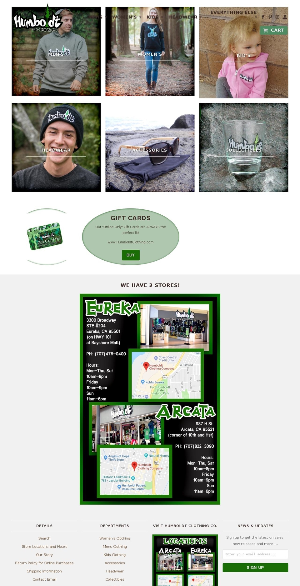 humboldtclothingcompany.com — Shopify storefront screenshot