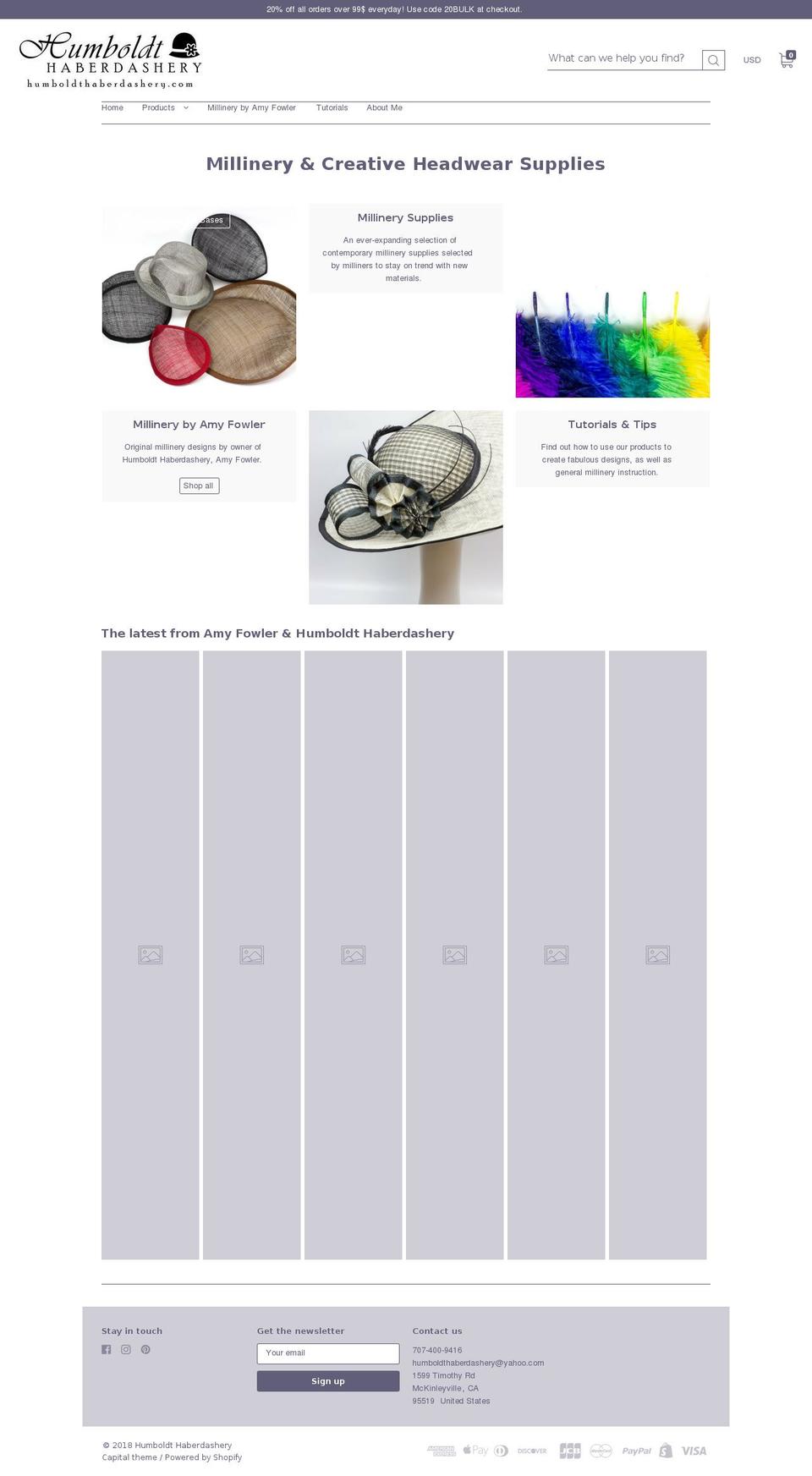 humboldthaberdashery.com shopify website screenshot