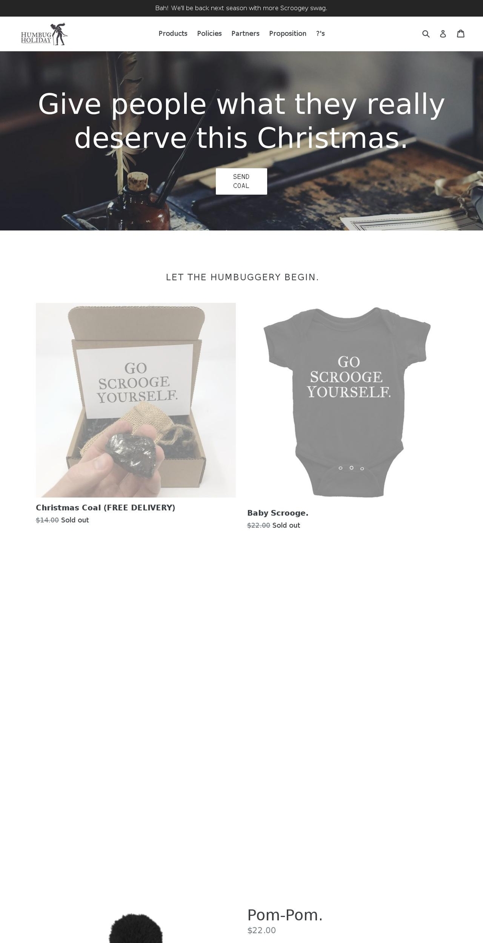 humbugholiday.com — Shopify storefront screenshot