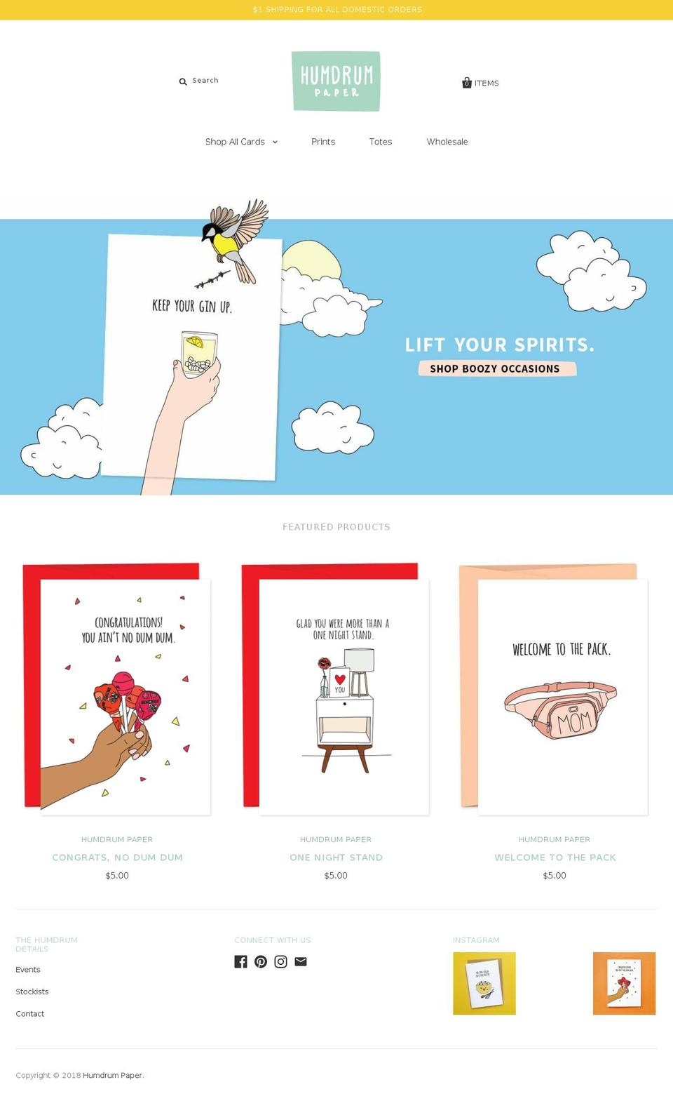 humdrumpaperco.com shopify website screenshot