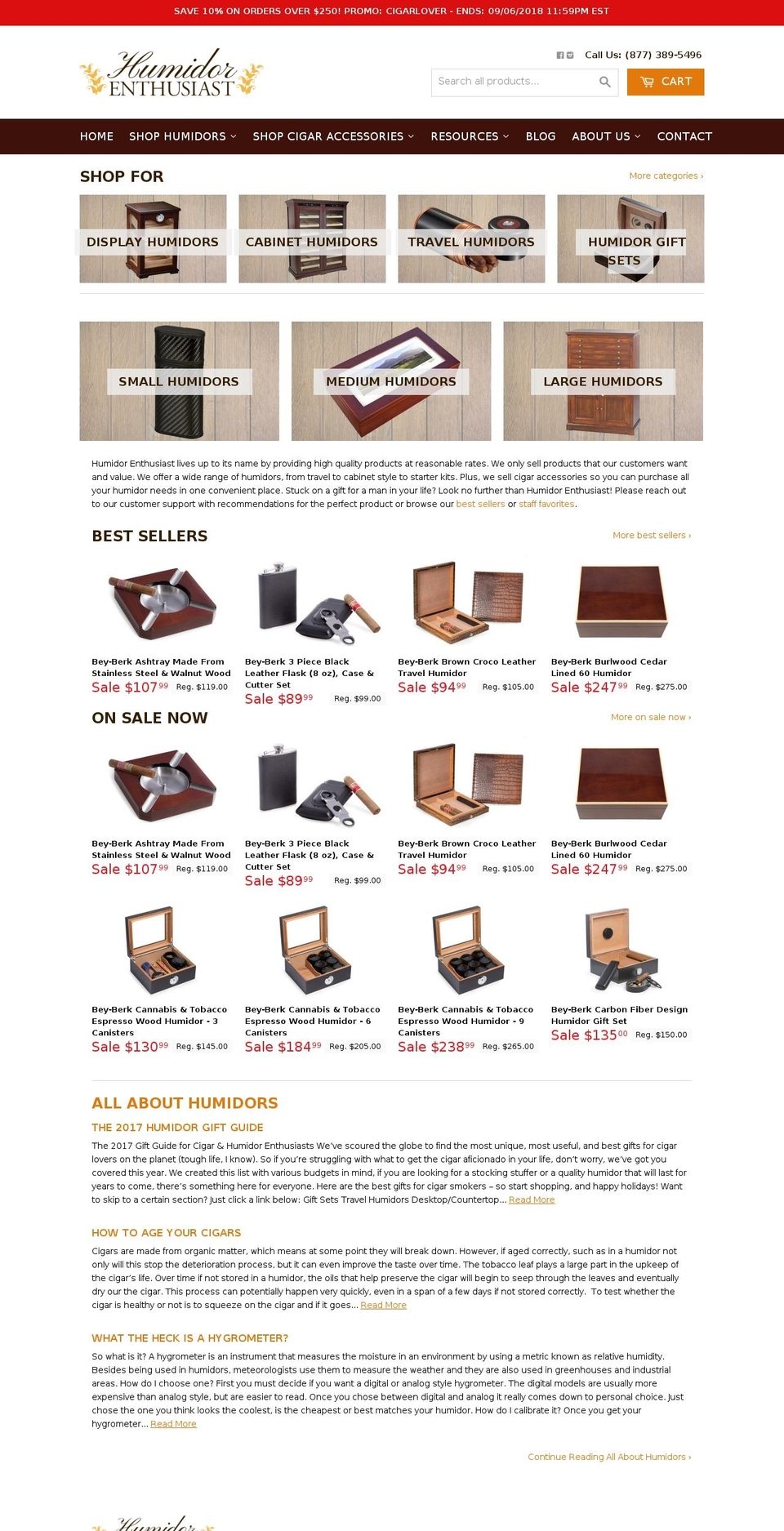 humidorenthusiast.com shopify website screenshot