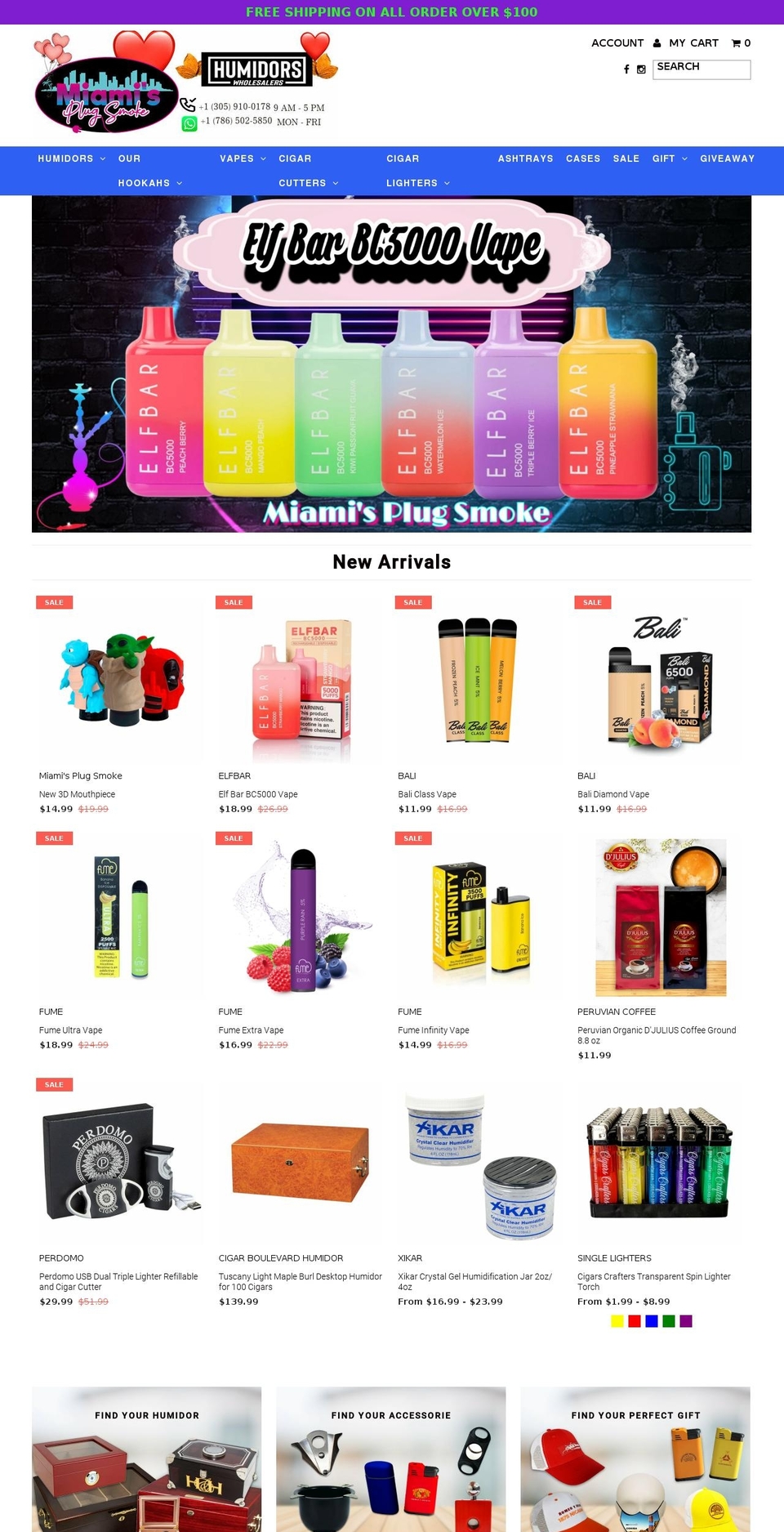 humidorswholesalers.com shopify website screenshot