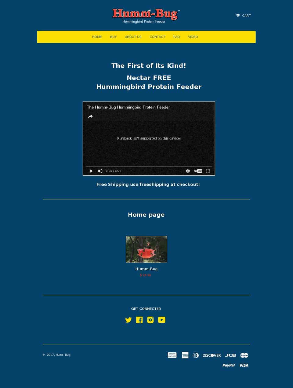 hummbugfeeder.com shopify website screenshot