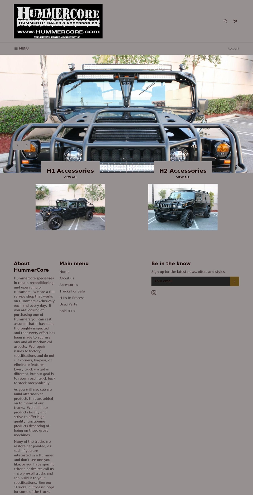 hummercore.com shopify website screenshot