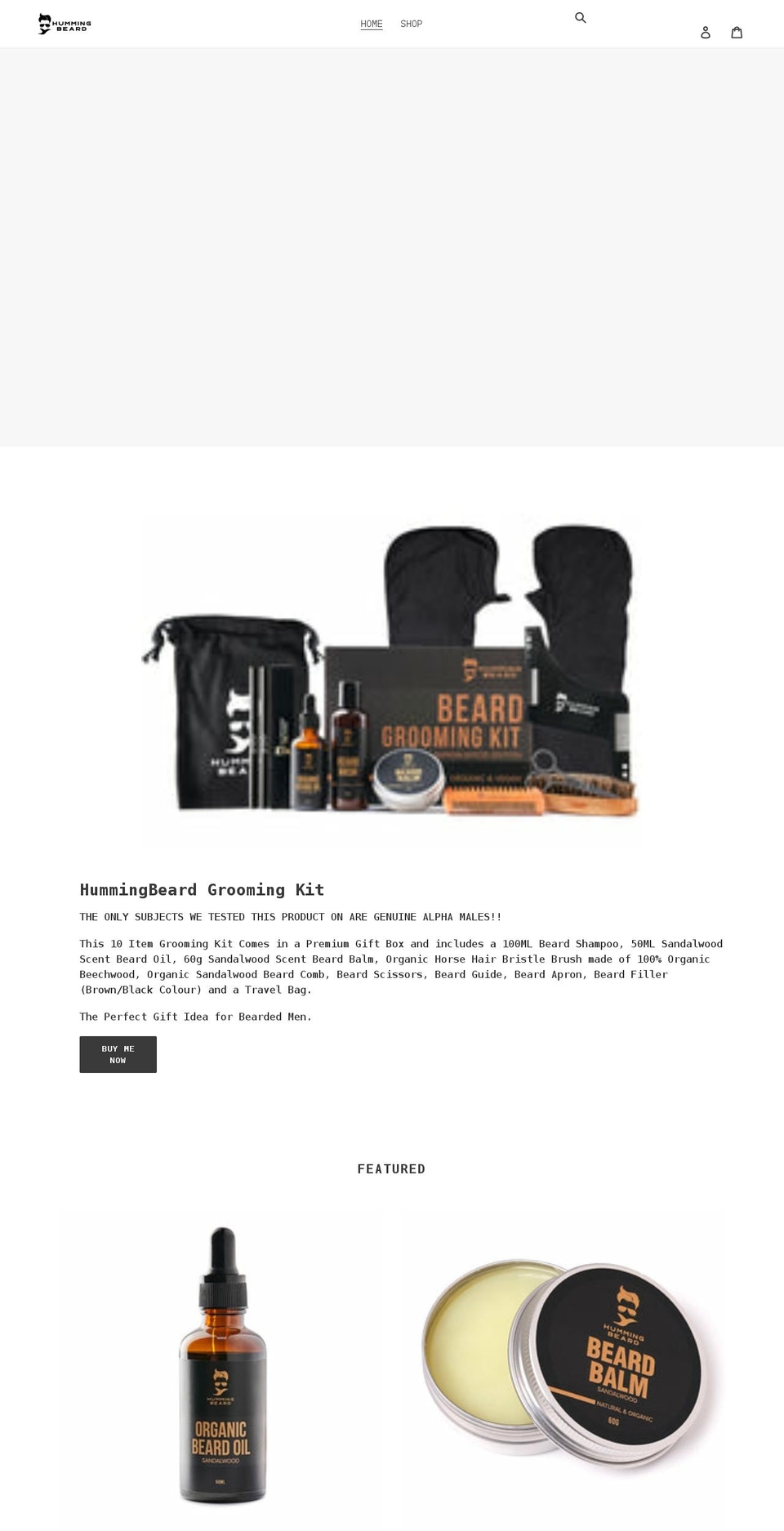 hummingbeard.co.uk shopify website screenshot