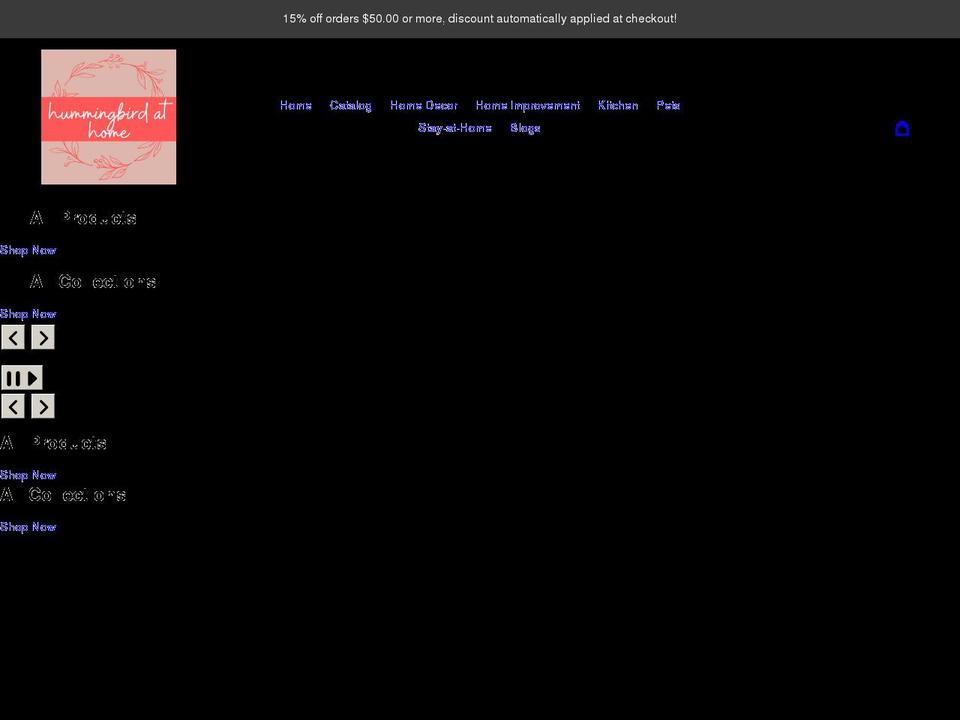 hummingbirdathome.com shopify website screenshot