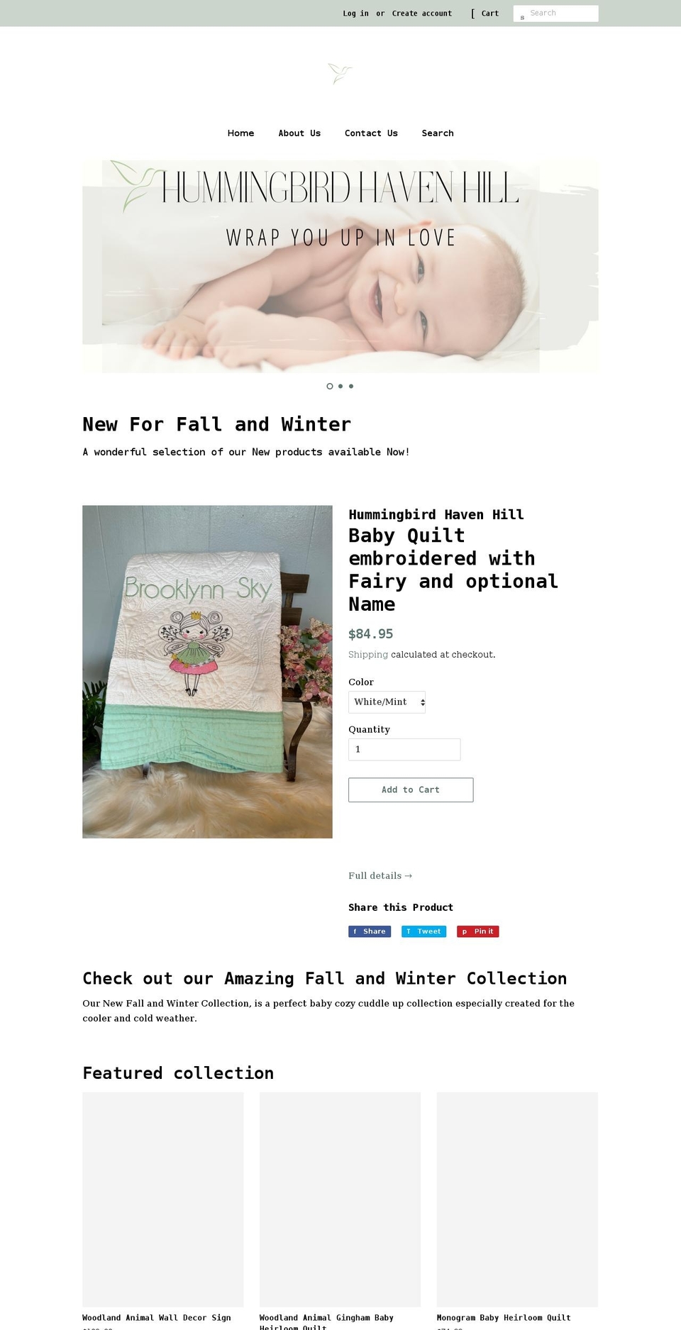 hummingbirdhavenhill.com shopify website screenshot