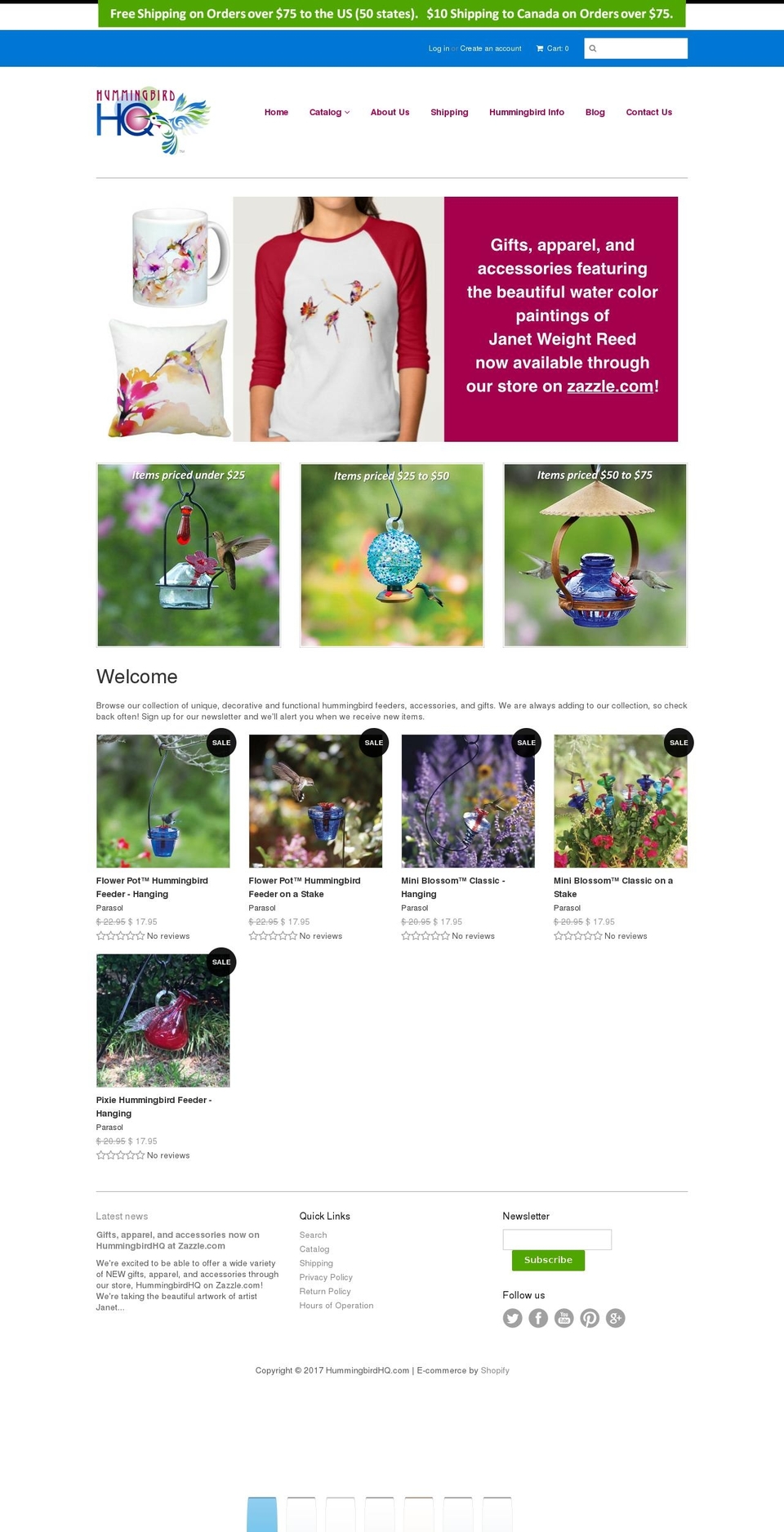 hummingbirdhq.com shopify website screenshot