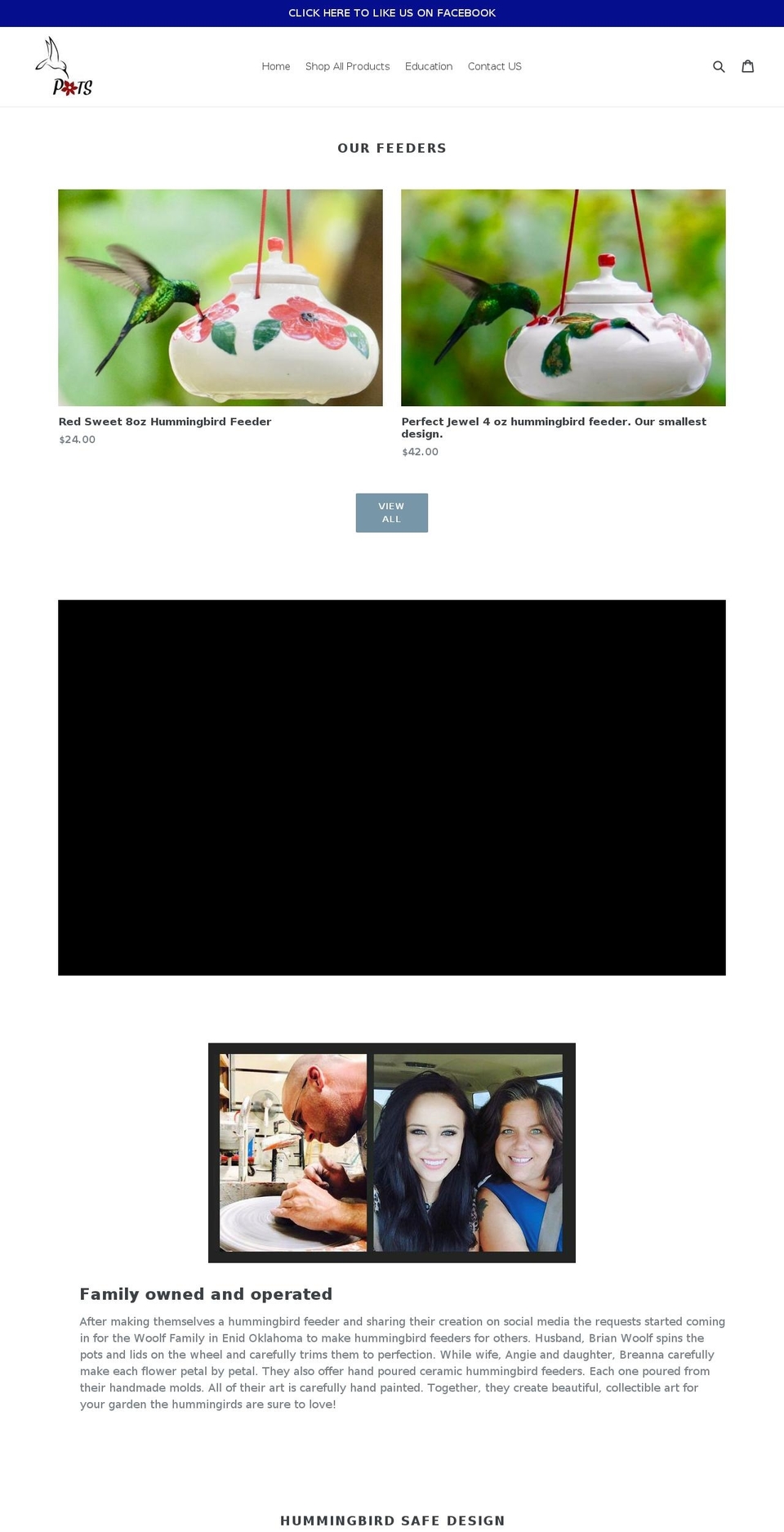 hummingbirdpots.com shopify website screenshot