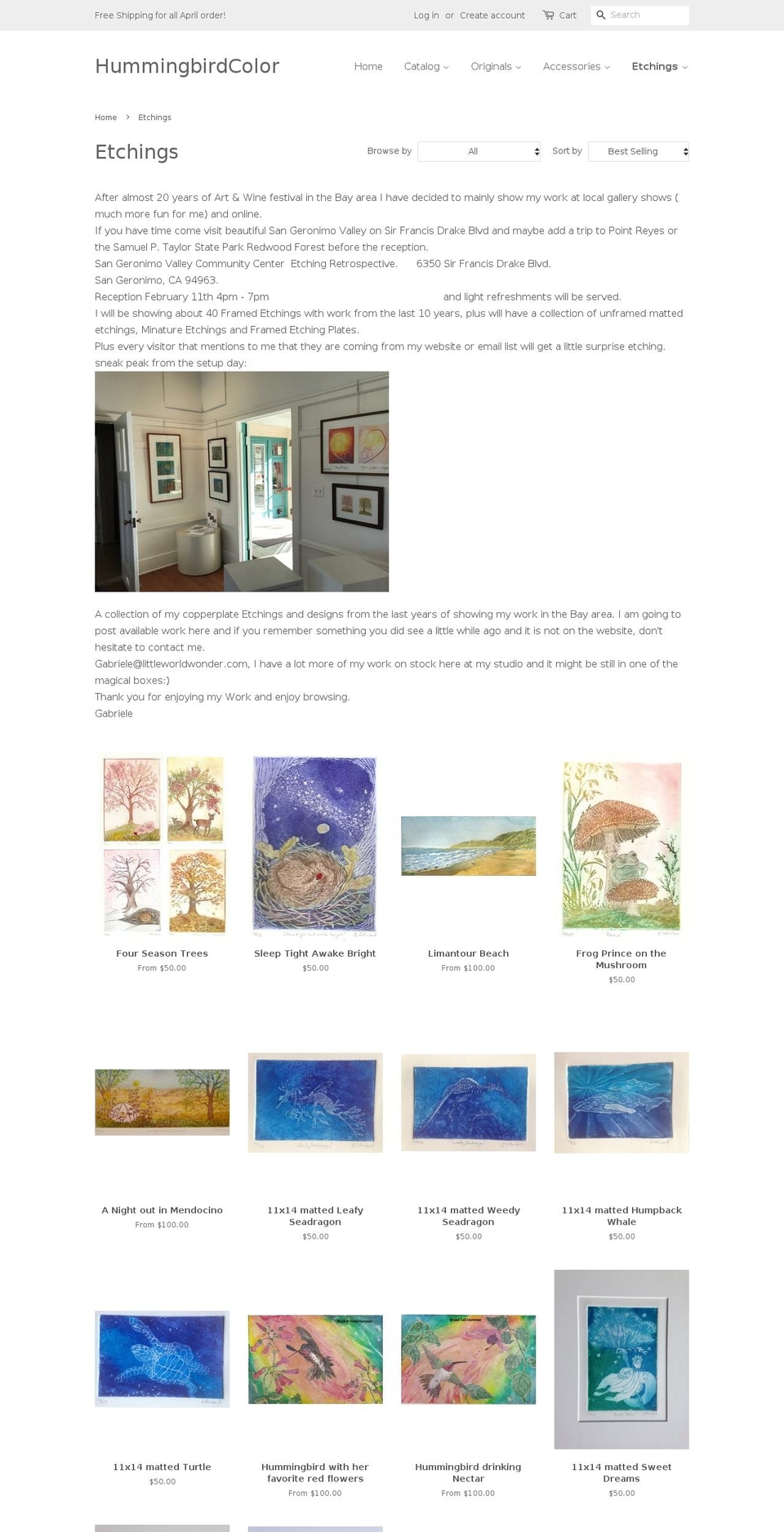 hummingbirdvision.com — Shopify storefront screenshot