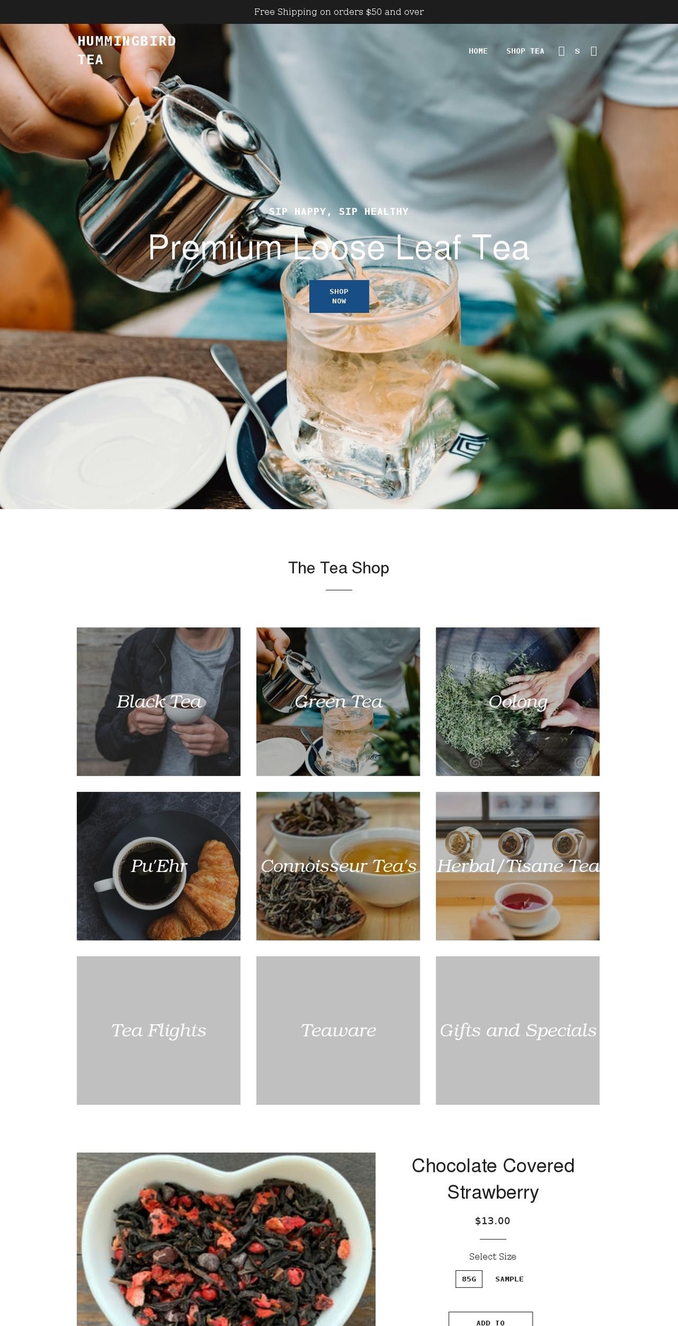 hummtea.com shopify website screenshot