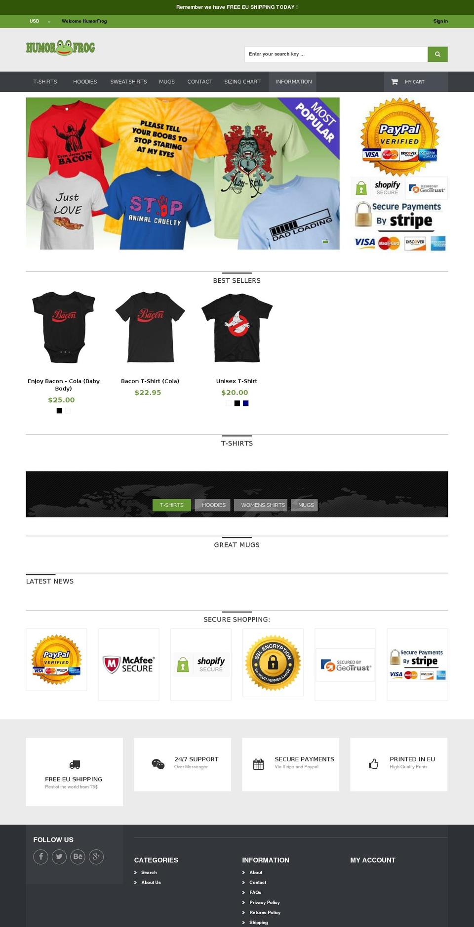 humorfrog.com — Shopify storefront screenshot