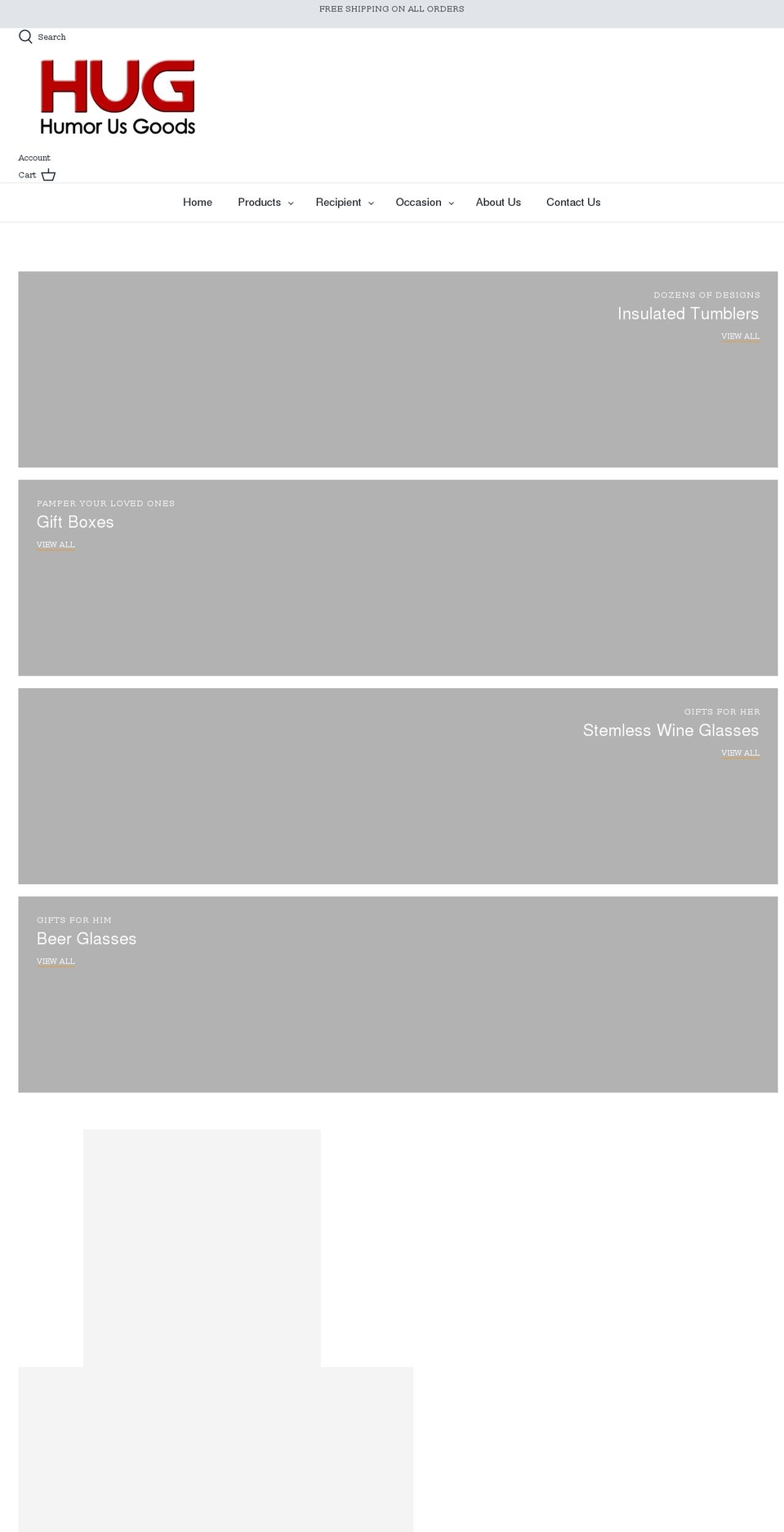 humorusgoods.com shopify website screenshot