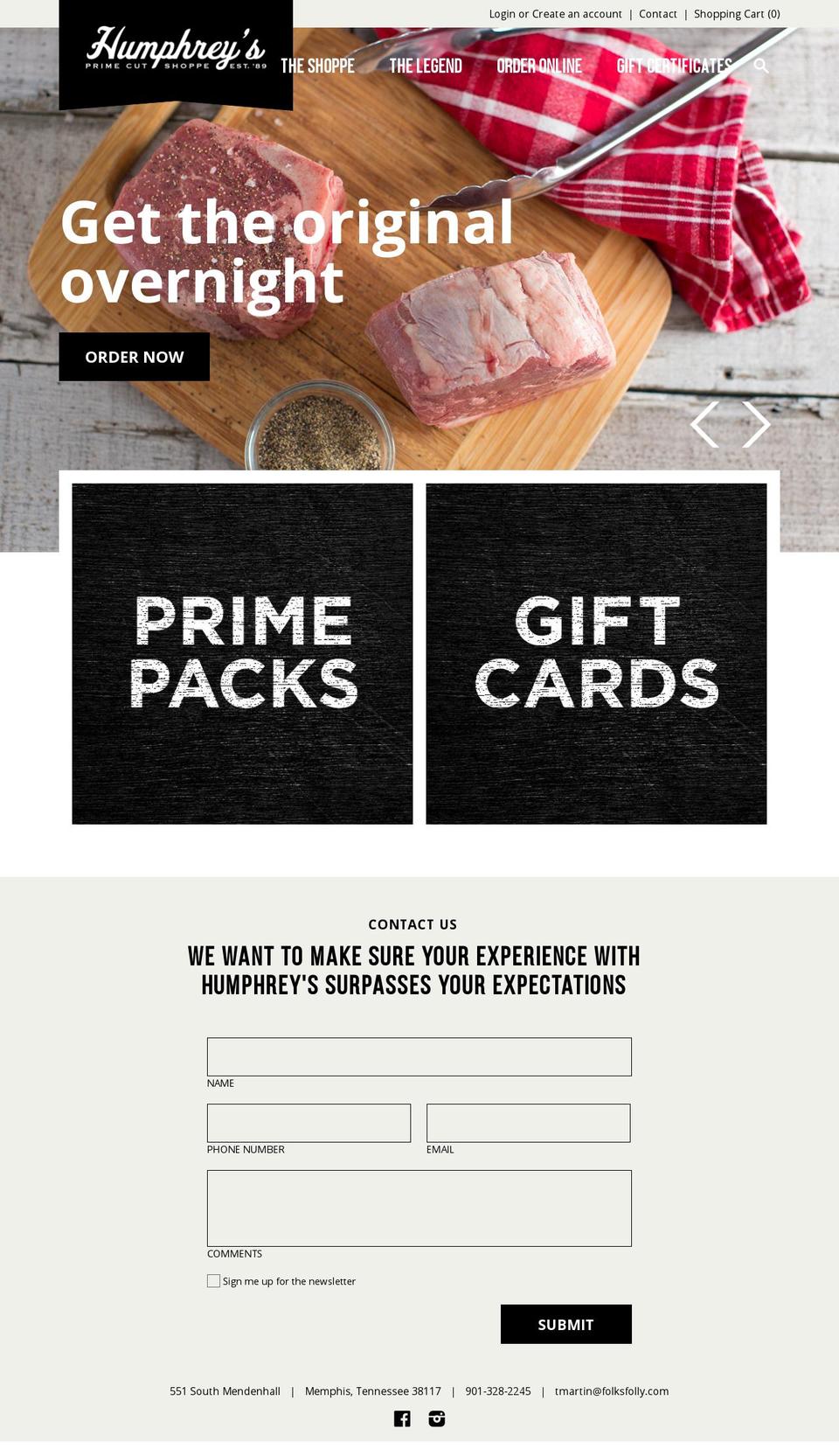 humphreysmemphis.com shopify website screenshot