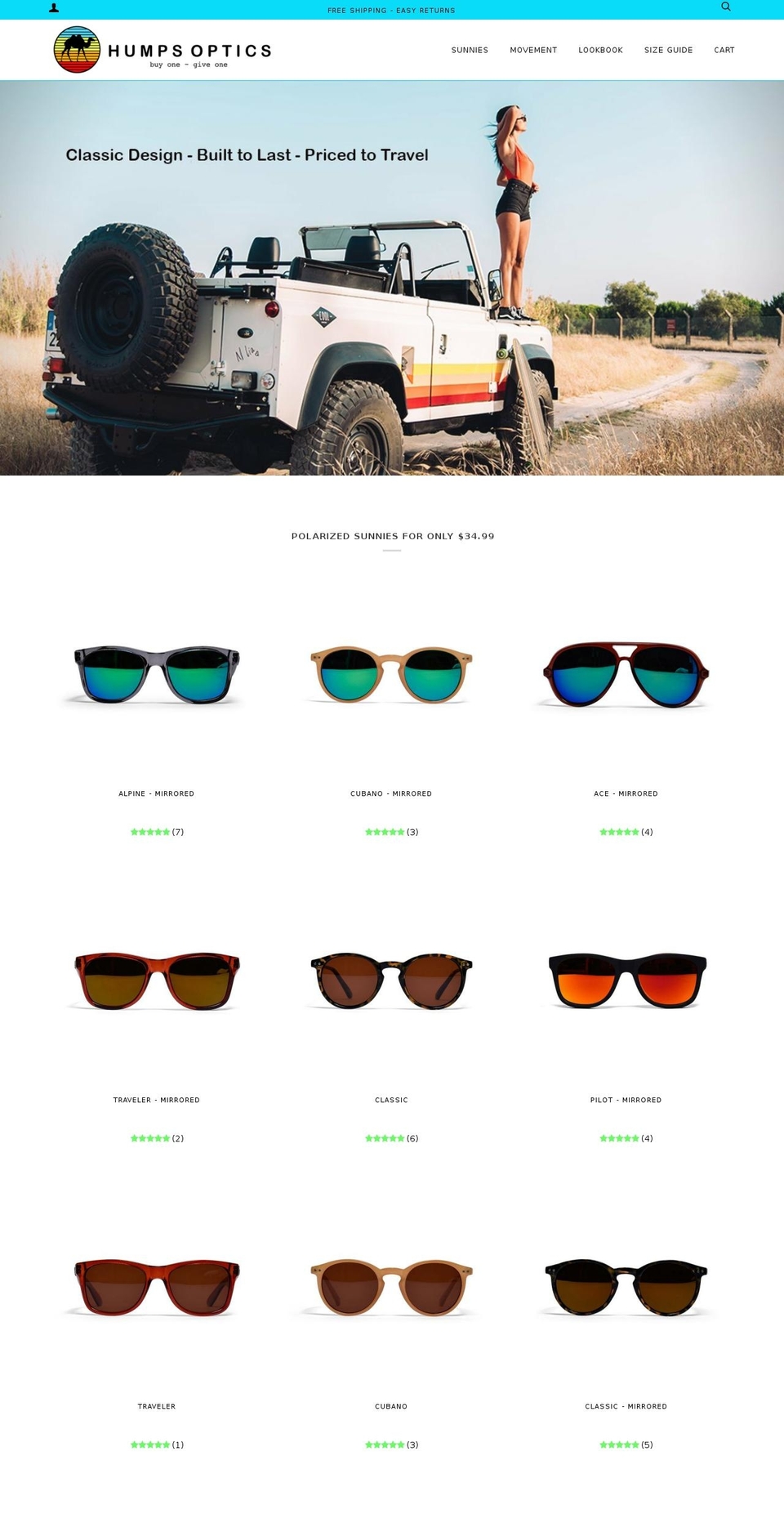 humpsoptics.com shopify website screenshot
