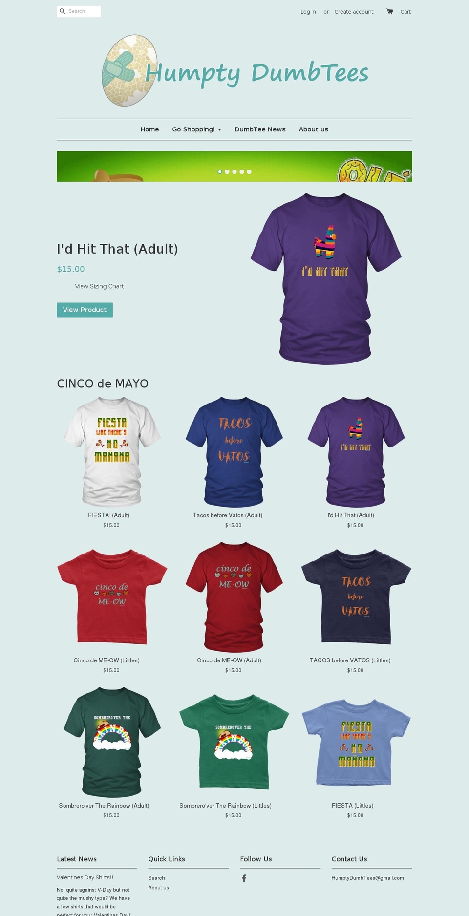 humptydumbtees.com shopify website screenshot