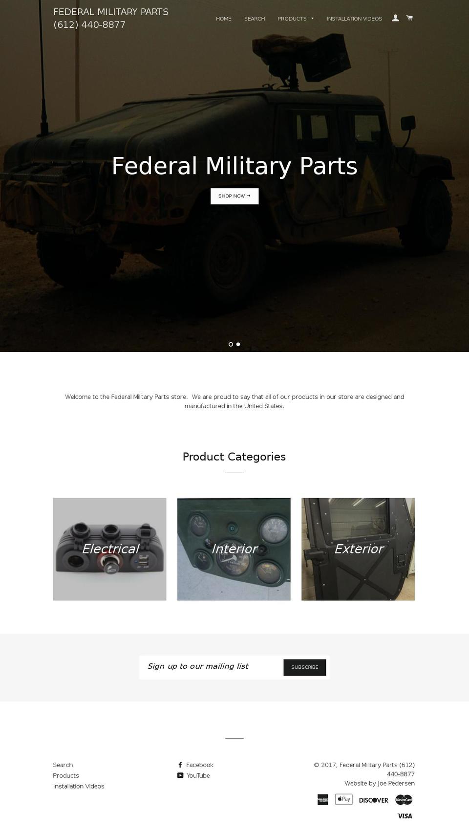 humveeaccessories.com shopify website screenshot