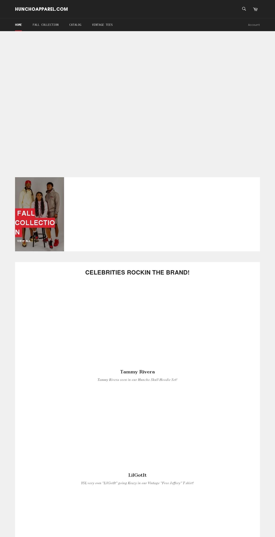 hunchoapparel.com shopify website screenshot