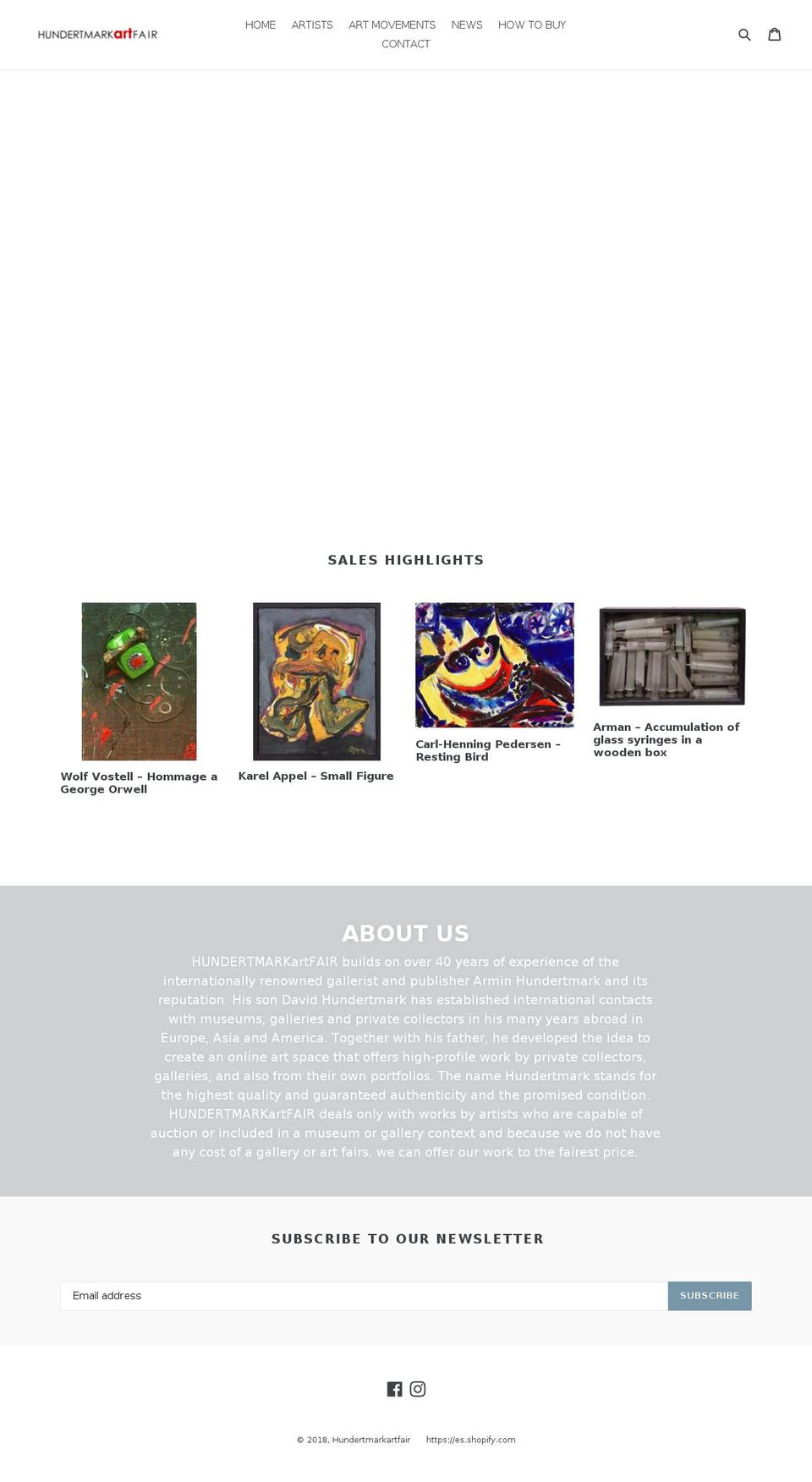 hundertmarkartfair.com — Shopify storefront screenshot