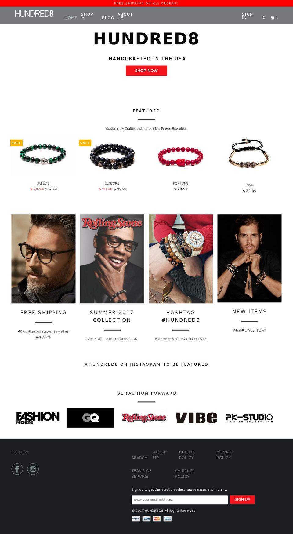 hundred8.com shopify website screenshot