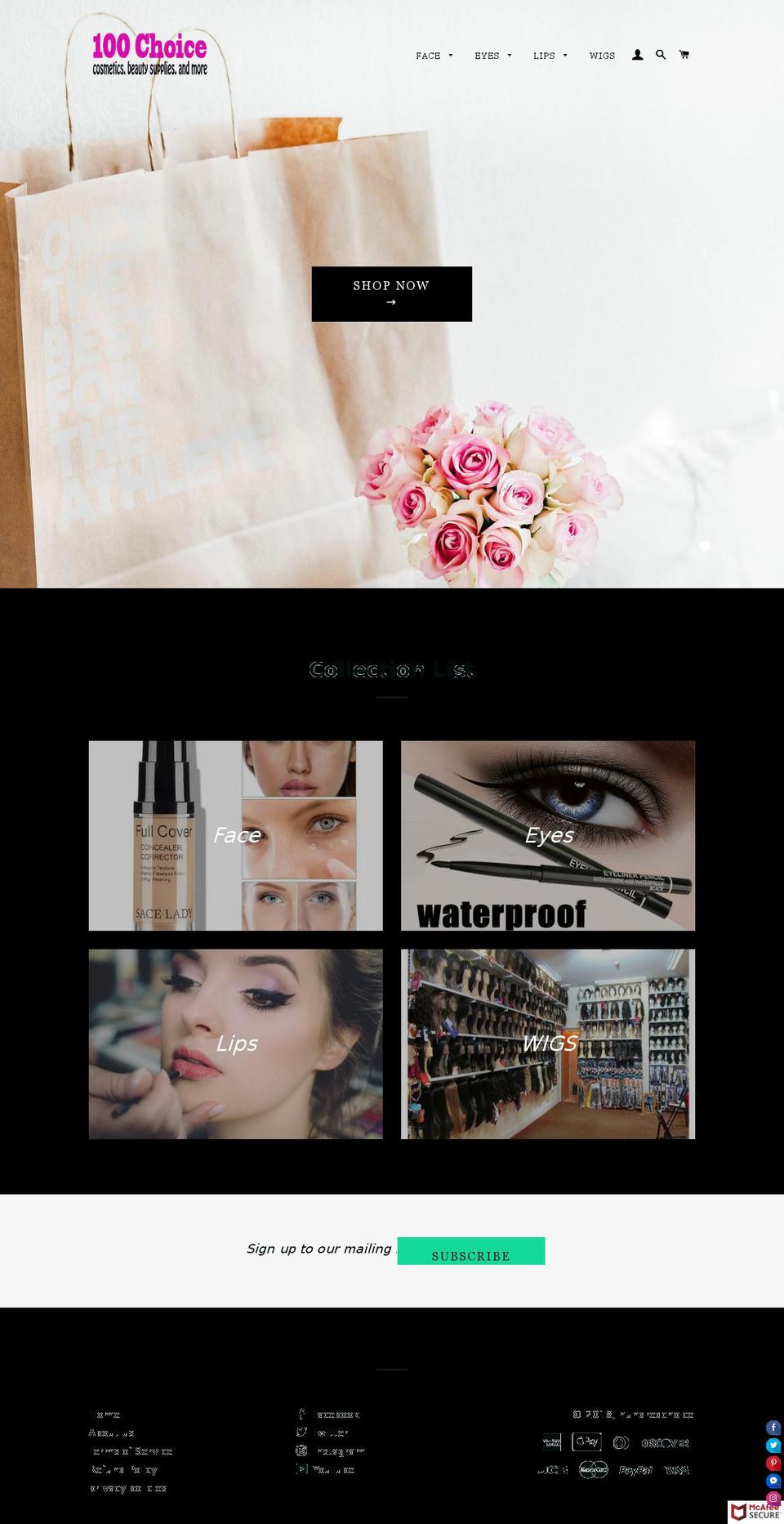 hundredchoice.com — Shopify storefront screenshot