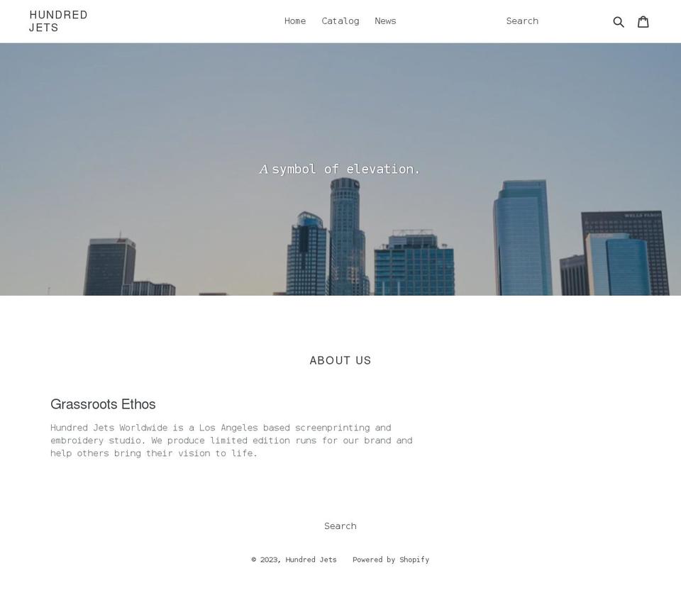 hundredjets.com shopify website screenshot