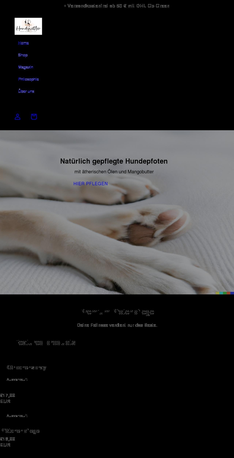 hundswetter.com shopify website screenshot