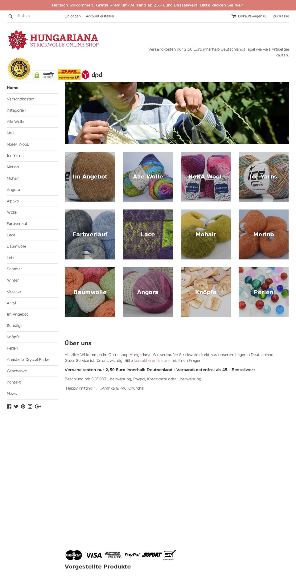 hungariana.com — Shopify storefront screenshot