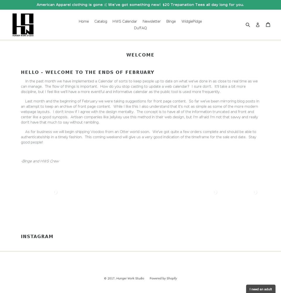 hungerwork.studio shopify website screenshot
