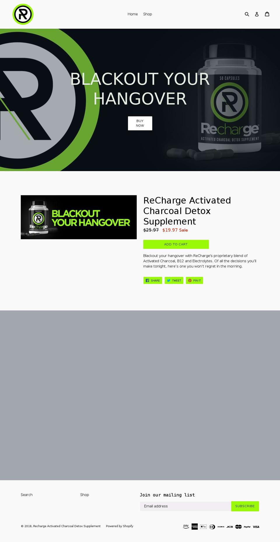 hungoverhelper.com — Shopify storefront screenshot