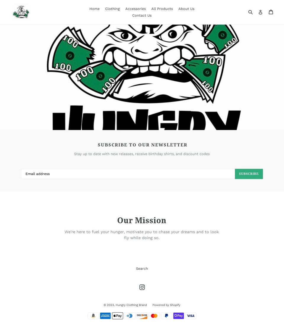 hungryclothingbrand.com — Shopify storefront screenshot