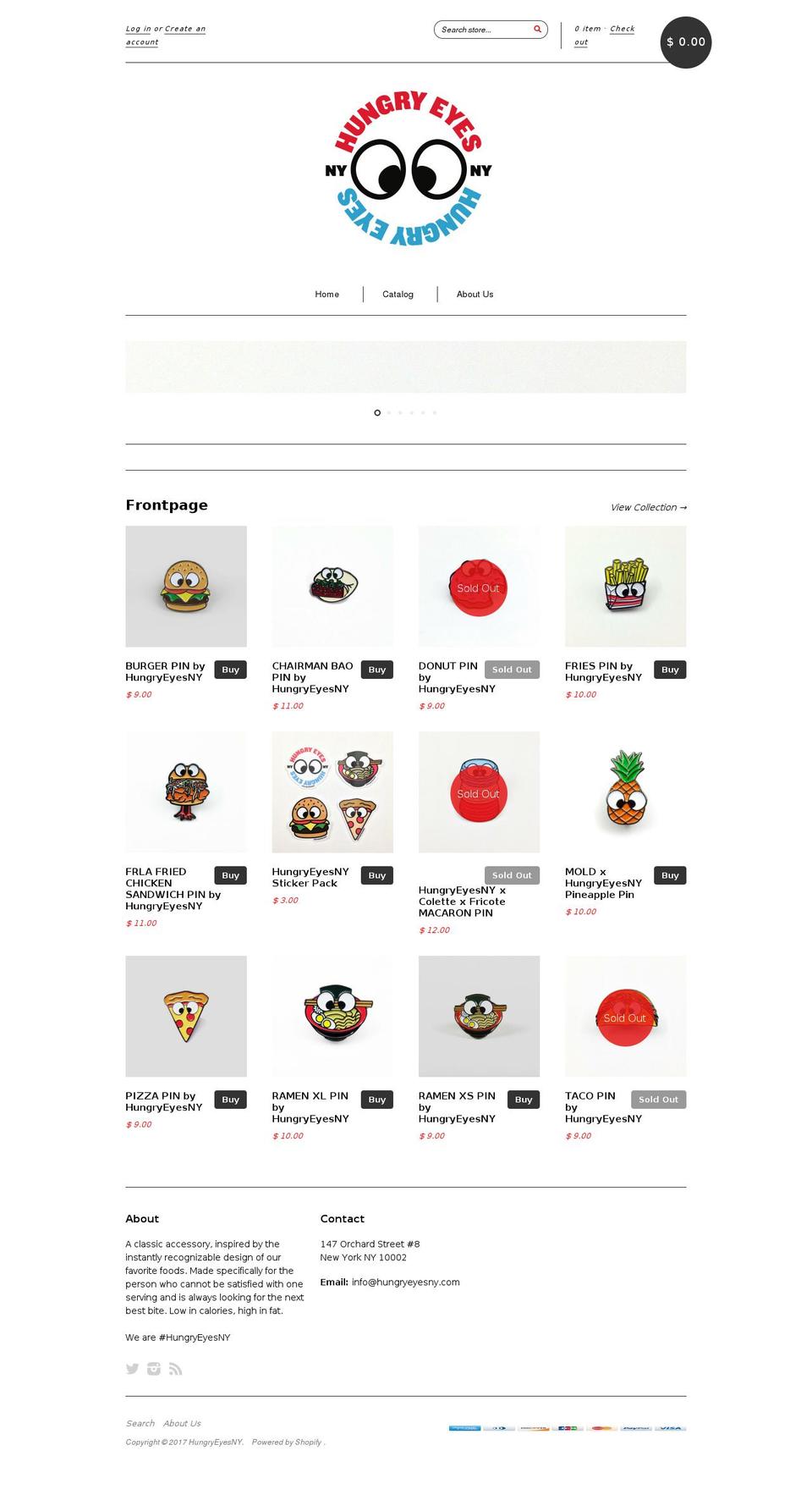 new-standard Shopify theme site example hungryeyesny.com
