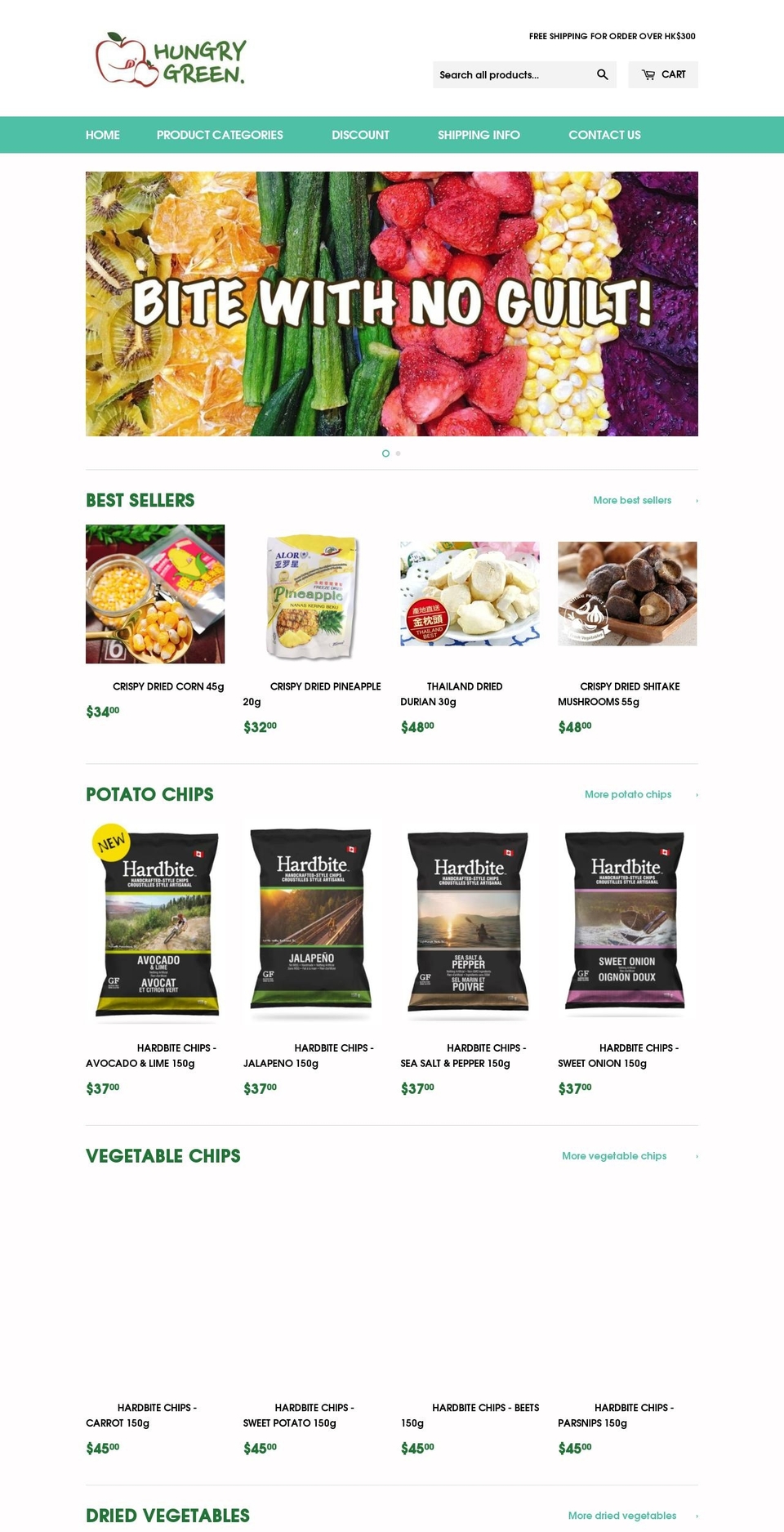 hungrygreen.com — Shopify storefront screenshot