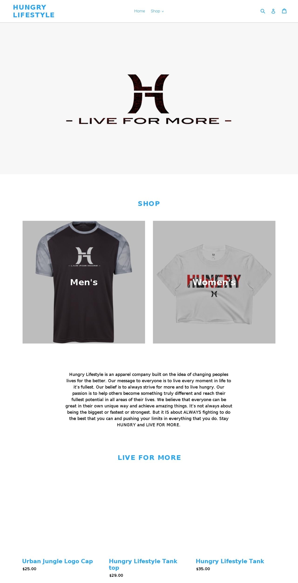 hungrylifestyle.com shopify website screenshot