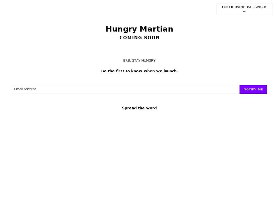 hungrymartian.com shopify website screenshot