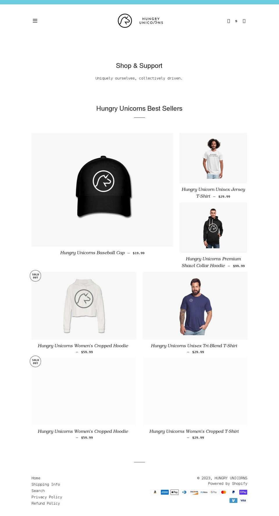 hungryunicorns.shop shopify website screenshot