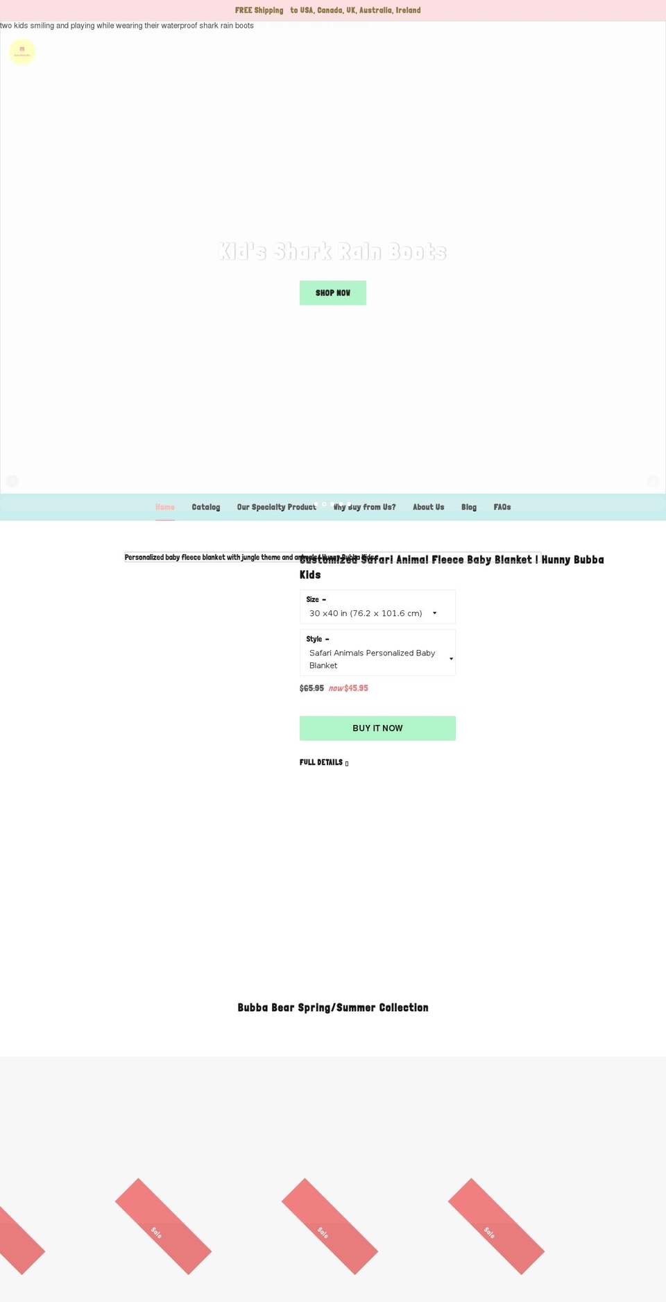 hunnybubbakids.com shopify website screenshot