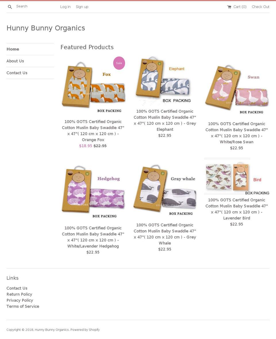 hunnybunnyorganics.com — Shopify storefront screenshot