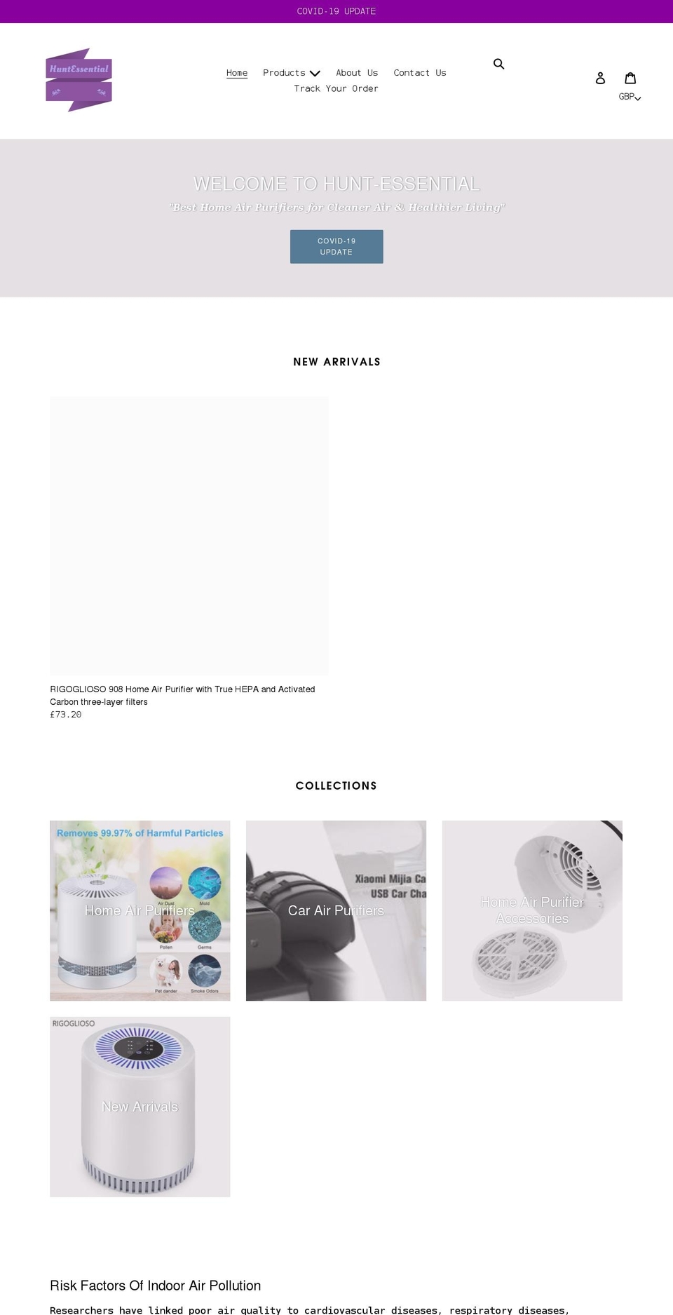 hunt-essential.com shopify website screenshot