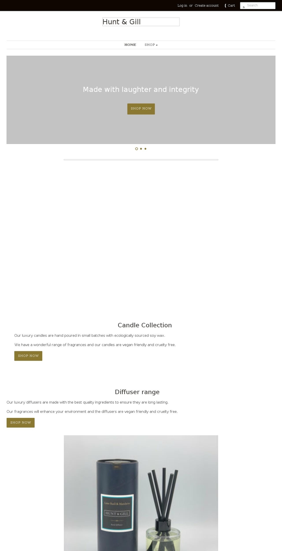 huntandgill.com shopify website screenshot