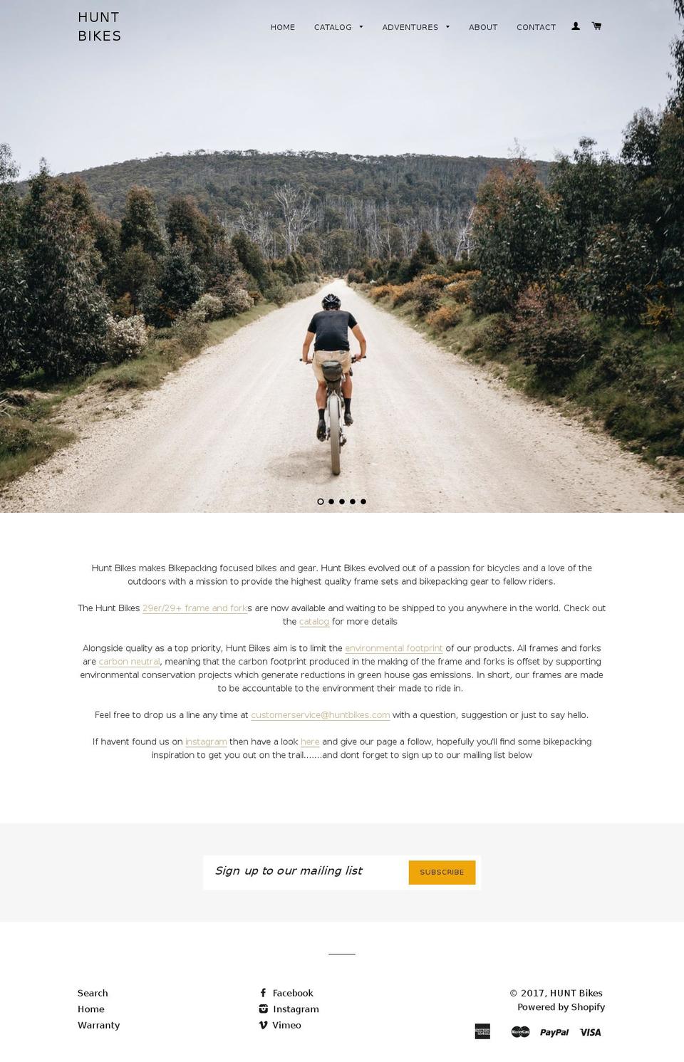 huntbikes.com shopify website screenshot