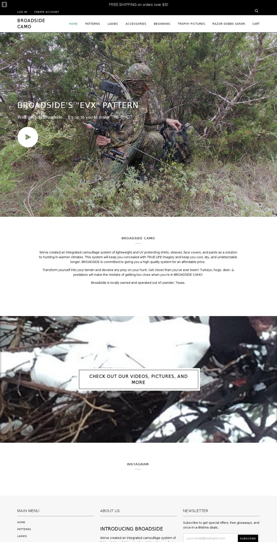 huntbroadside.com shopify website screenshot