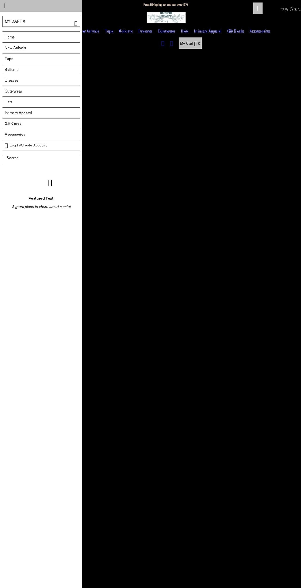 huntedheart.com shopify website screenshot