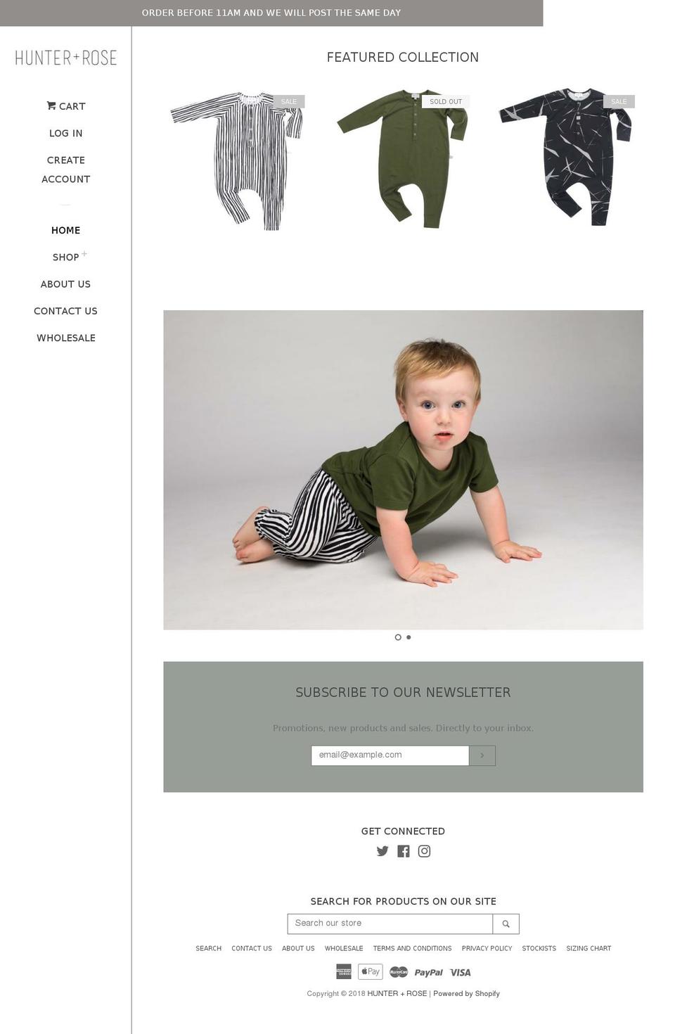 hunter-and-rose.com — Shopify storefront screenshot