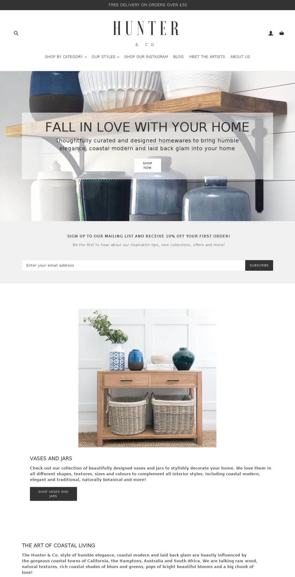 Backup Theme  Jan Shopify theme site example hunterandcostore.com