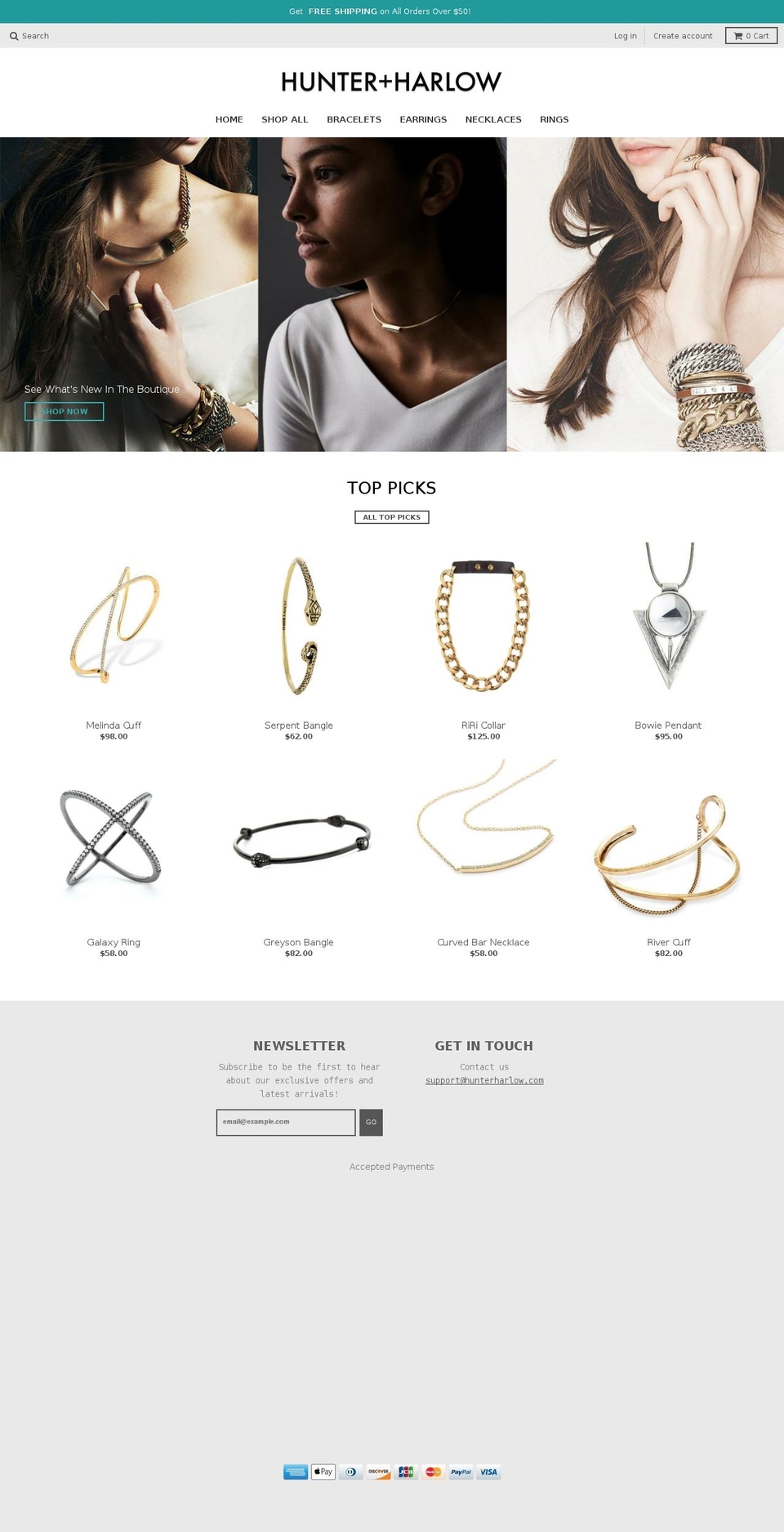 hunterandharlow.com shopify website screenshot