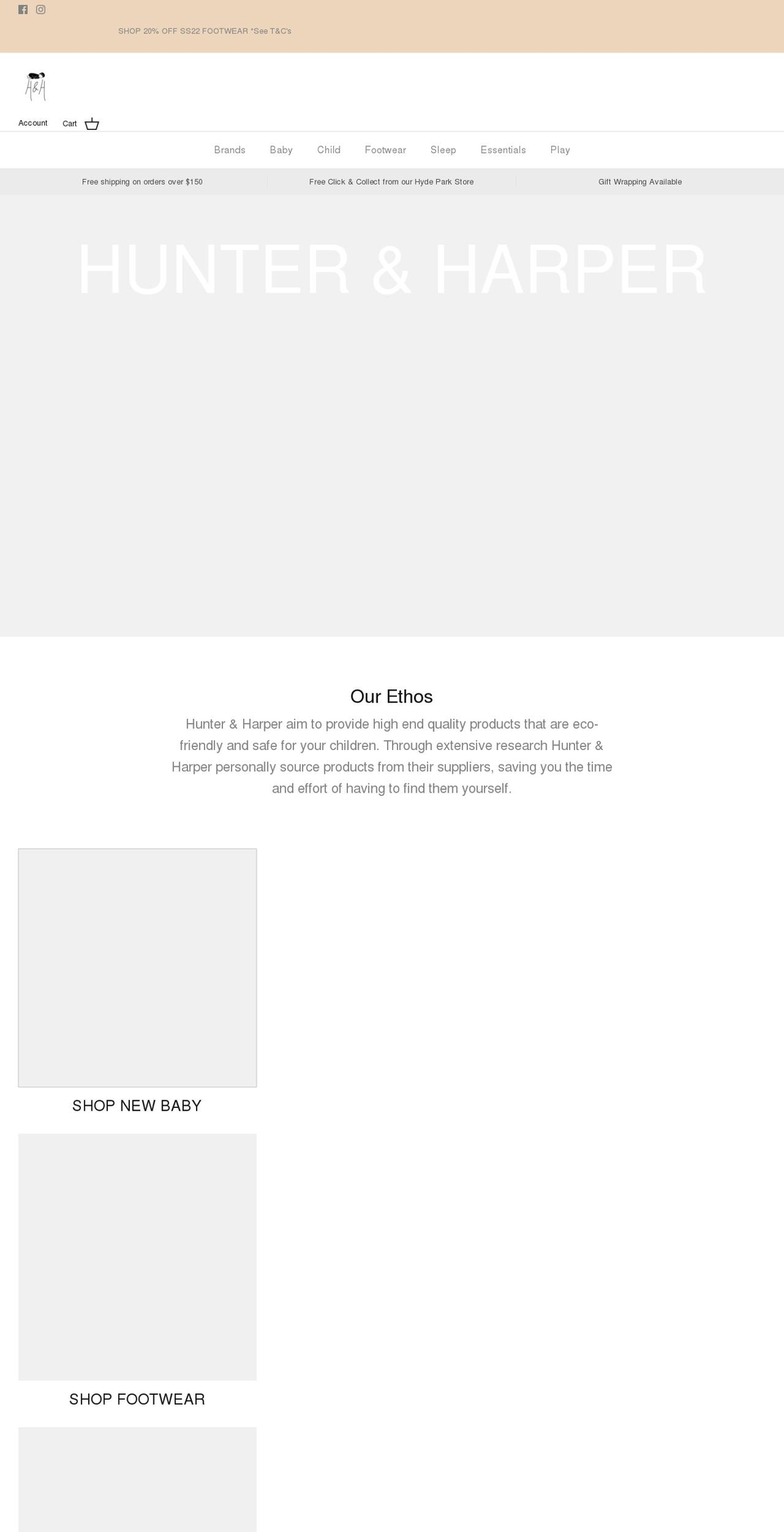 hunterandharper.com.au shopify website screenshot