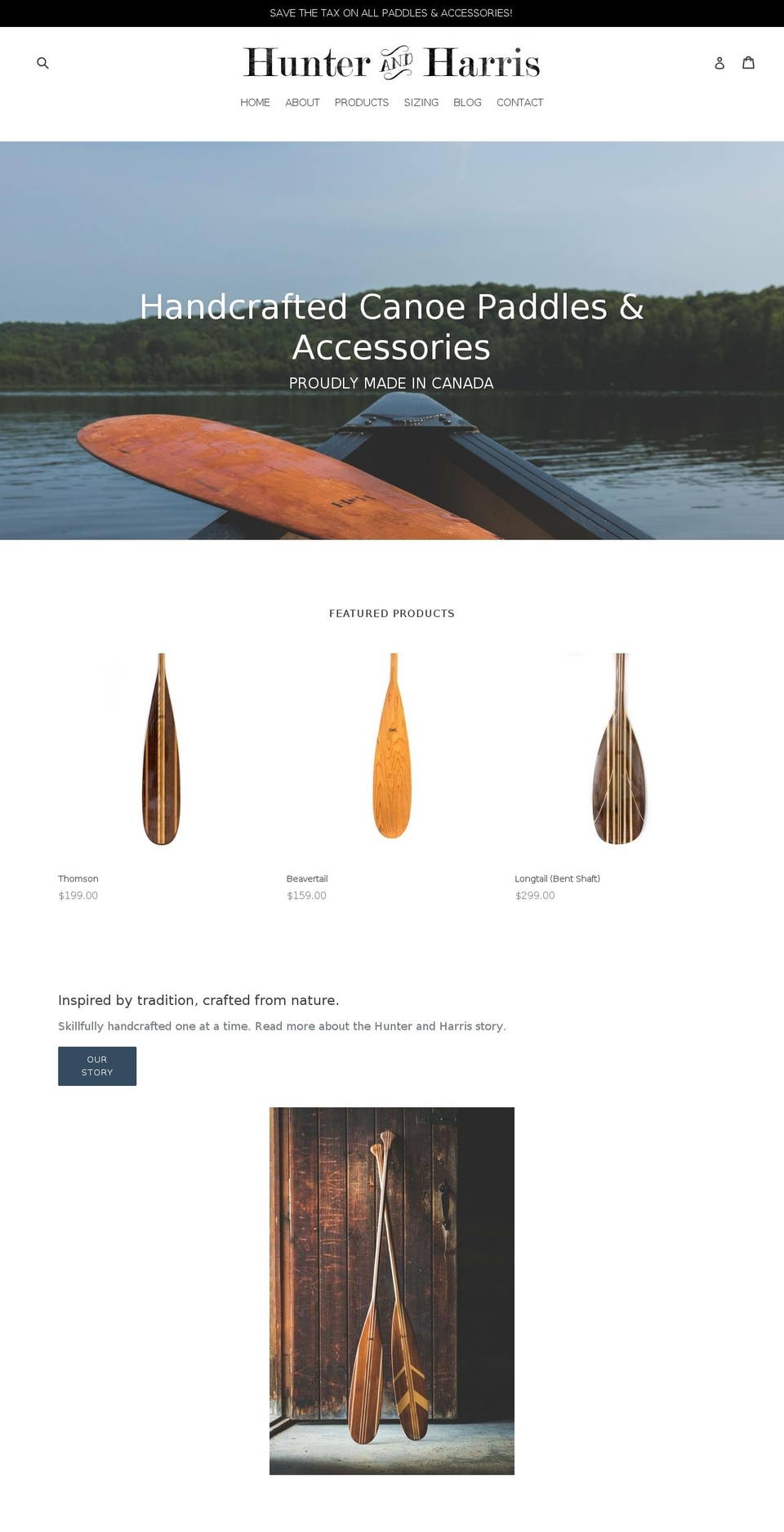 hunterandharris.com — Shopify storefront screenshot