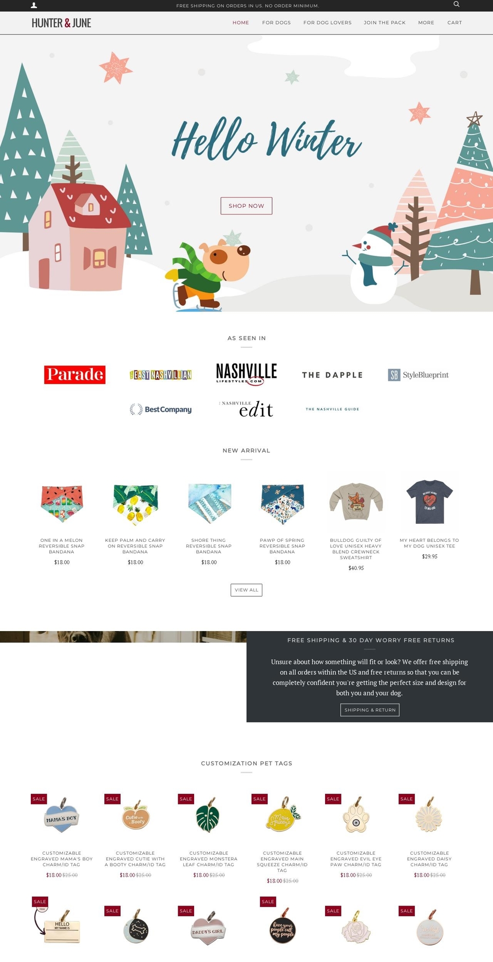 hunterandjune.co shopify website screenshot