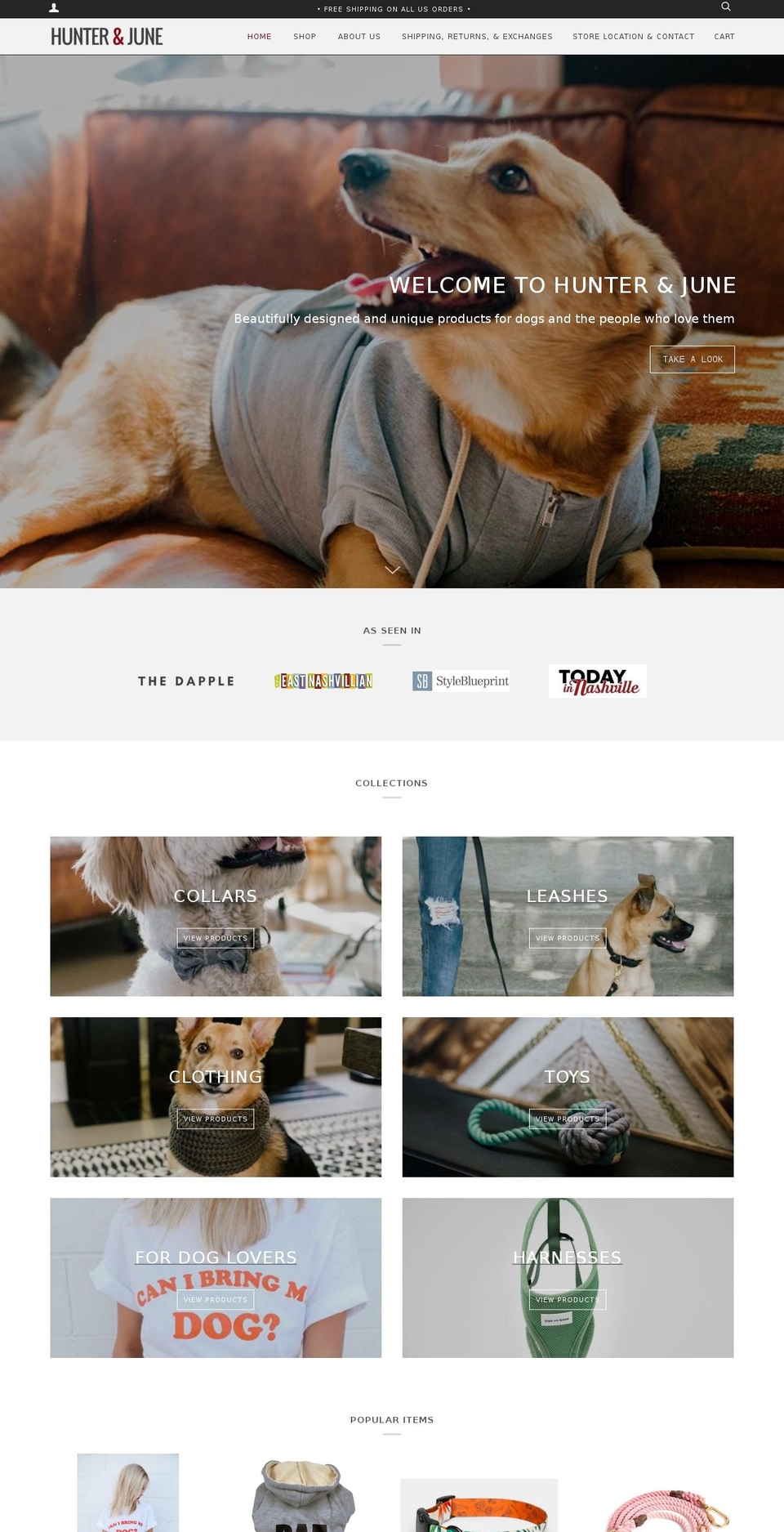 hunterandjune.com — Shopify storefront screenshot